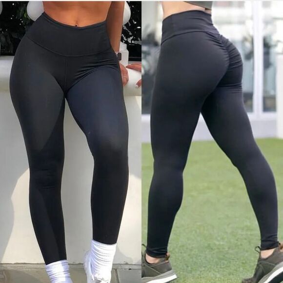 Women Leggings Booty Scrunch Round High Waist Butt Yoga Legging Fitness Pants - Picture 8 of 12